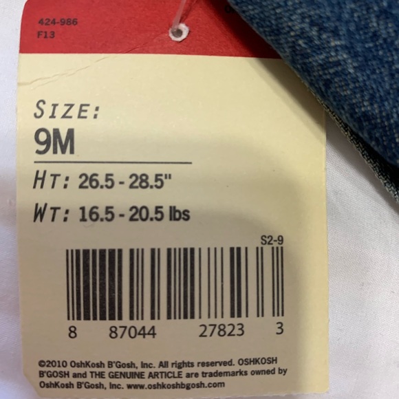 NWT Baby 9M OshKosh Denim Bibbed Overalls - Picture 4 of 7